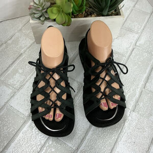 Abeo Black Lace-Up Sandals